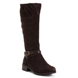 CLARKS Dark Brown Suede Wide Width Maye Aster Comfort Boots